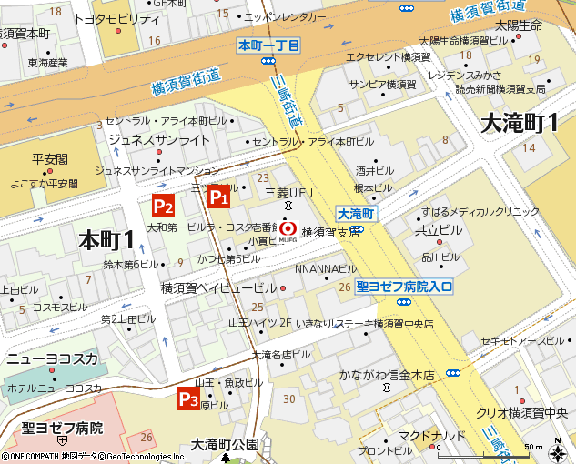 横須賀支店付近の地図